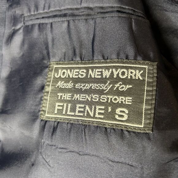 Vtg Jones New York Blazer 100% Wool 44R Navy Blue Double Breasted Sport Coat - Picture 7 of 10